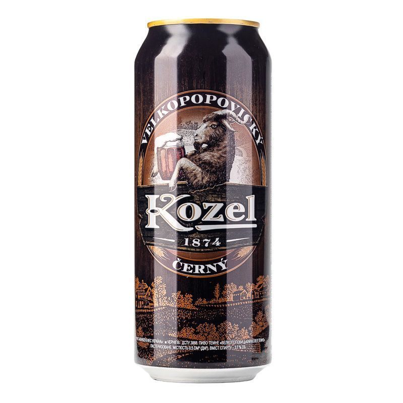 Пиво Velkopopovitsky Kozel темное ж/б 0.5л