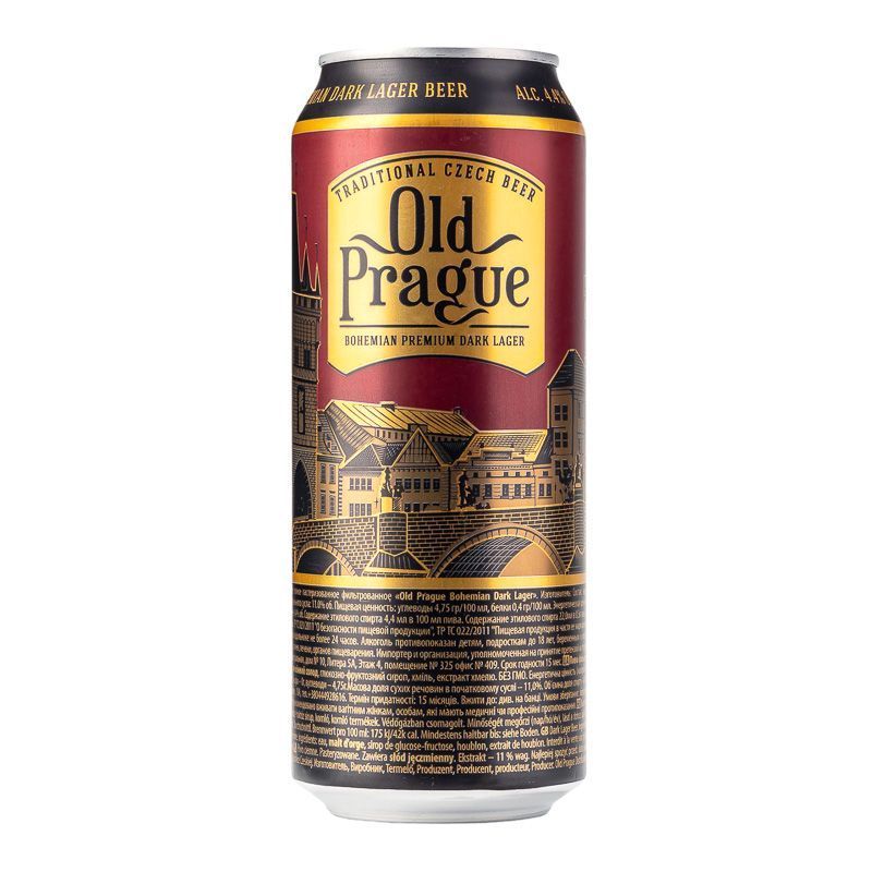 Пиво Old Prague Bohemian Dark Lager ж/б 0.5л
