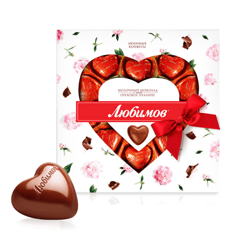 Конфеты мол. шоколад с орех. пралине Любимов 125г