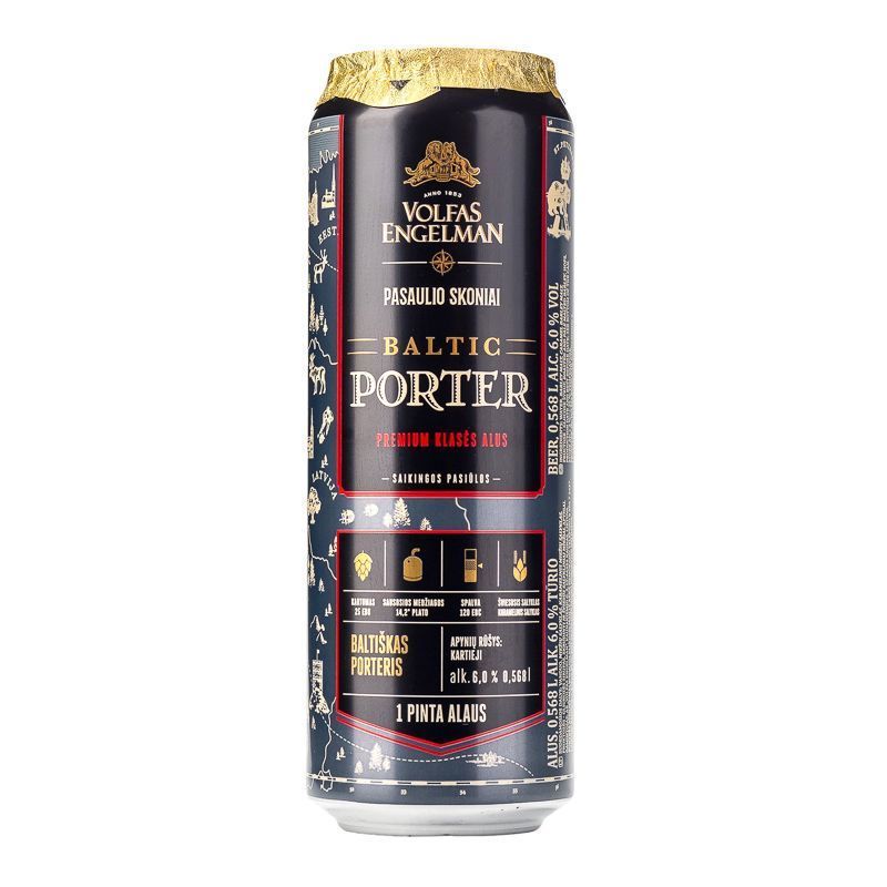 Пиво Volfas Engelman Baltic Porter ж/б 0.568л