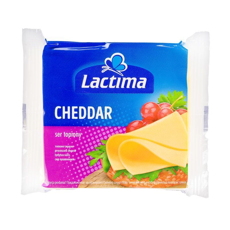 Сир плавлений Cheddar скибочки Lactima 130г