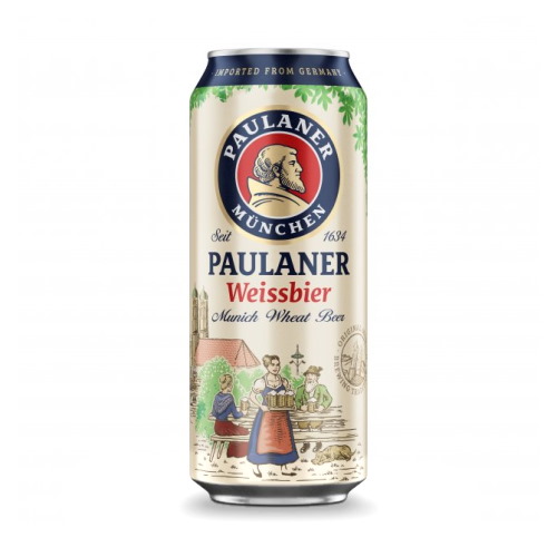 Пиво Paulaner Hefe-Weissbier нефильтрованное ж/б 0.5л